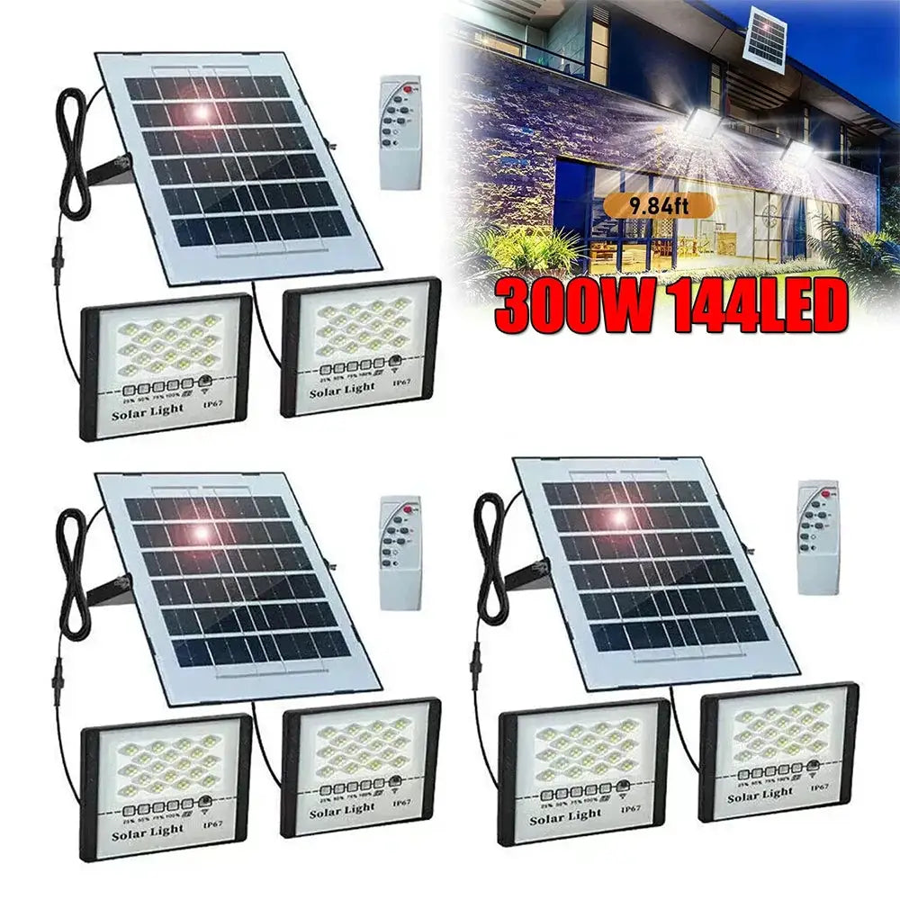 300W LED Solar Street Lights Outdoor Flood Lamps Waterproof Spotlight Emergency Lighting Dusk To Dawn Wall Light For Yard Garden from PriceLows™