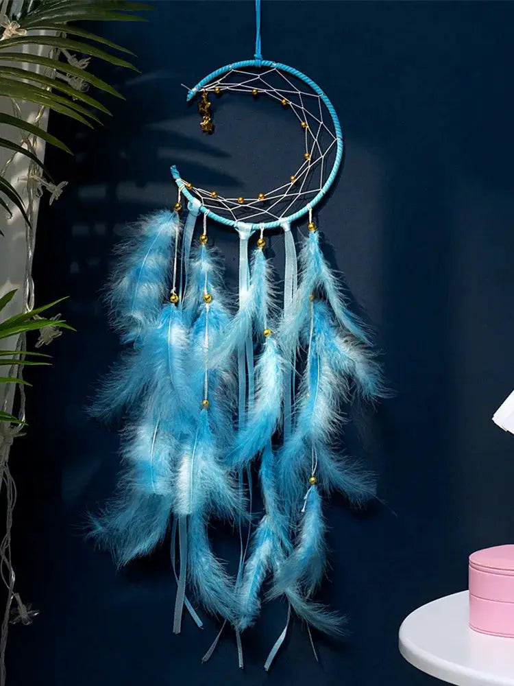 Moon Dream Catcher Feather Wind Chimes Hand-woven Wall Bedroom Hanging Ornaments Birthday Festival Gifts Home Decoration Crafts from PriceLows™