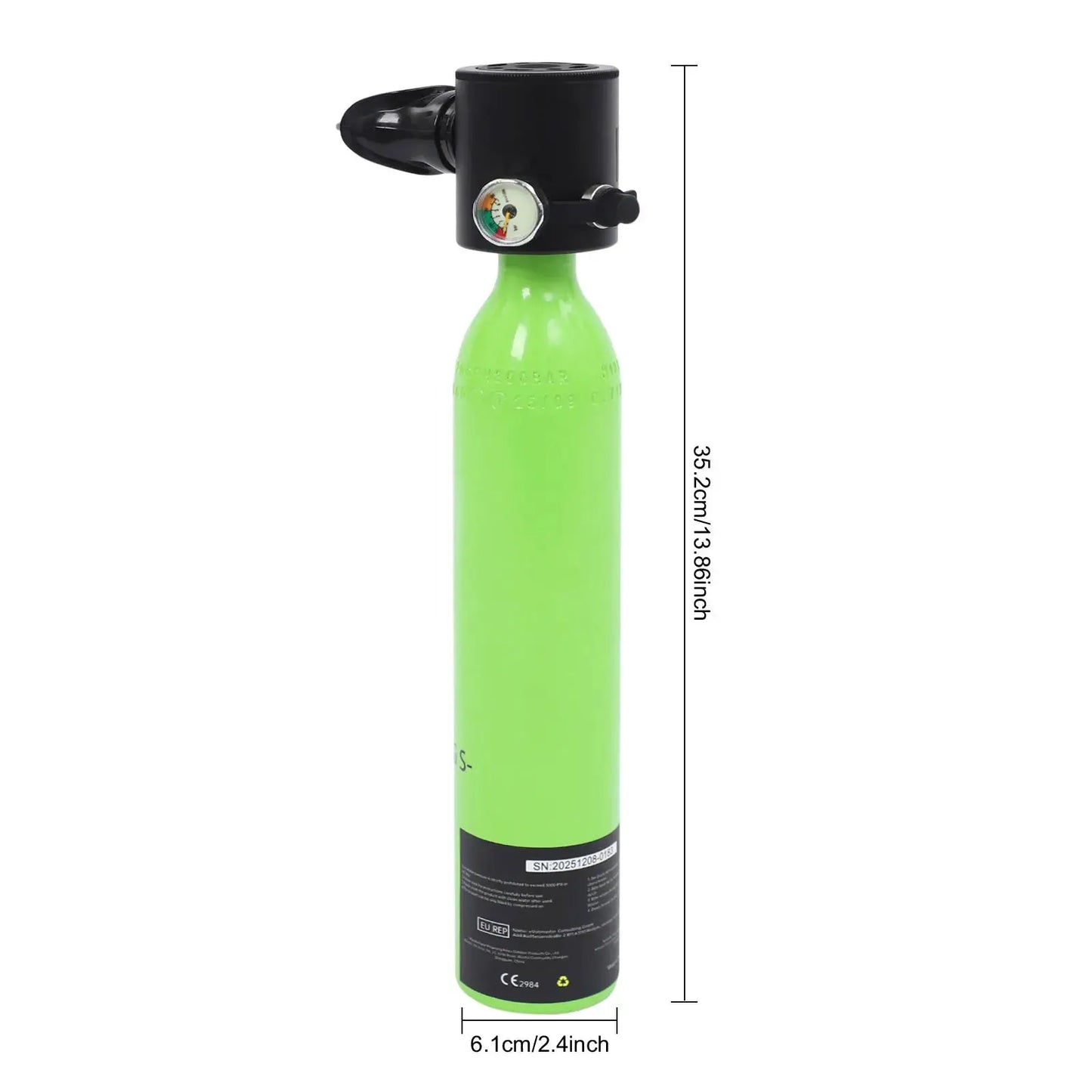 Mini Scuba Tank | 0.5L Capacity | With Manual Pump | Anti-Drop Strap