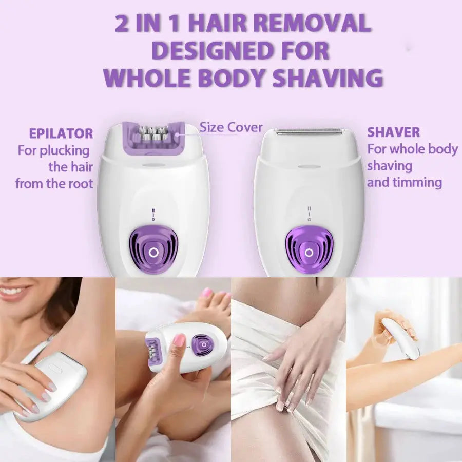 Rechargeable Epilator Shaver | 32 Tweezers | 60 Min Battery | 2 Speeds