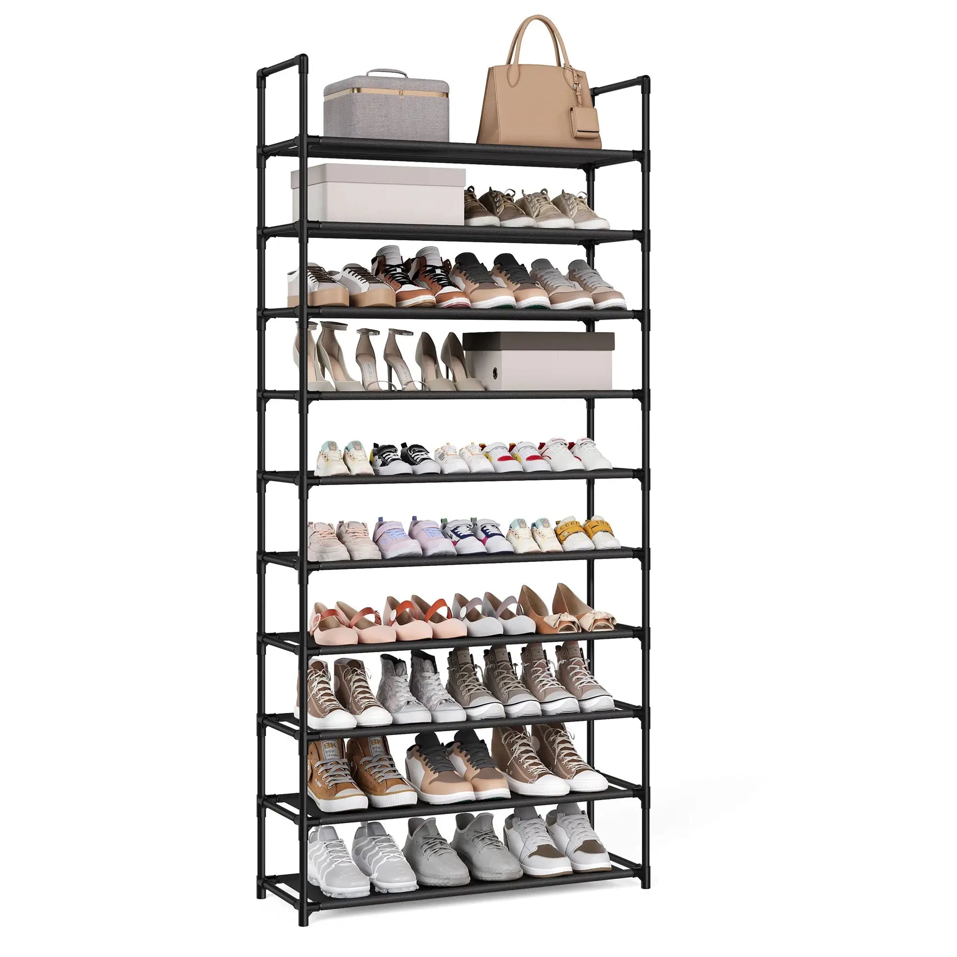SONGMICS Shoe Rack, 10-Tier Shoe Shelf, Shoe Storage Organizer, 11 x 32.7 x 68 Inches, Metal Frame, Non-Woven Fabric Shelves, fo from PriceLows™