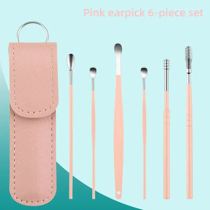 Wholesale Ear Cleaning Tool Stainless Steel Ear Pick Kit &1Pc Storage Bag Earwax Remover Tool from PriceLows™