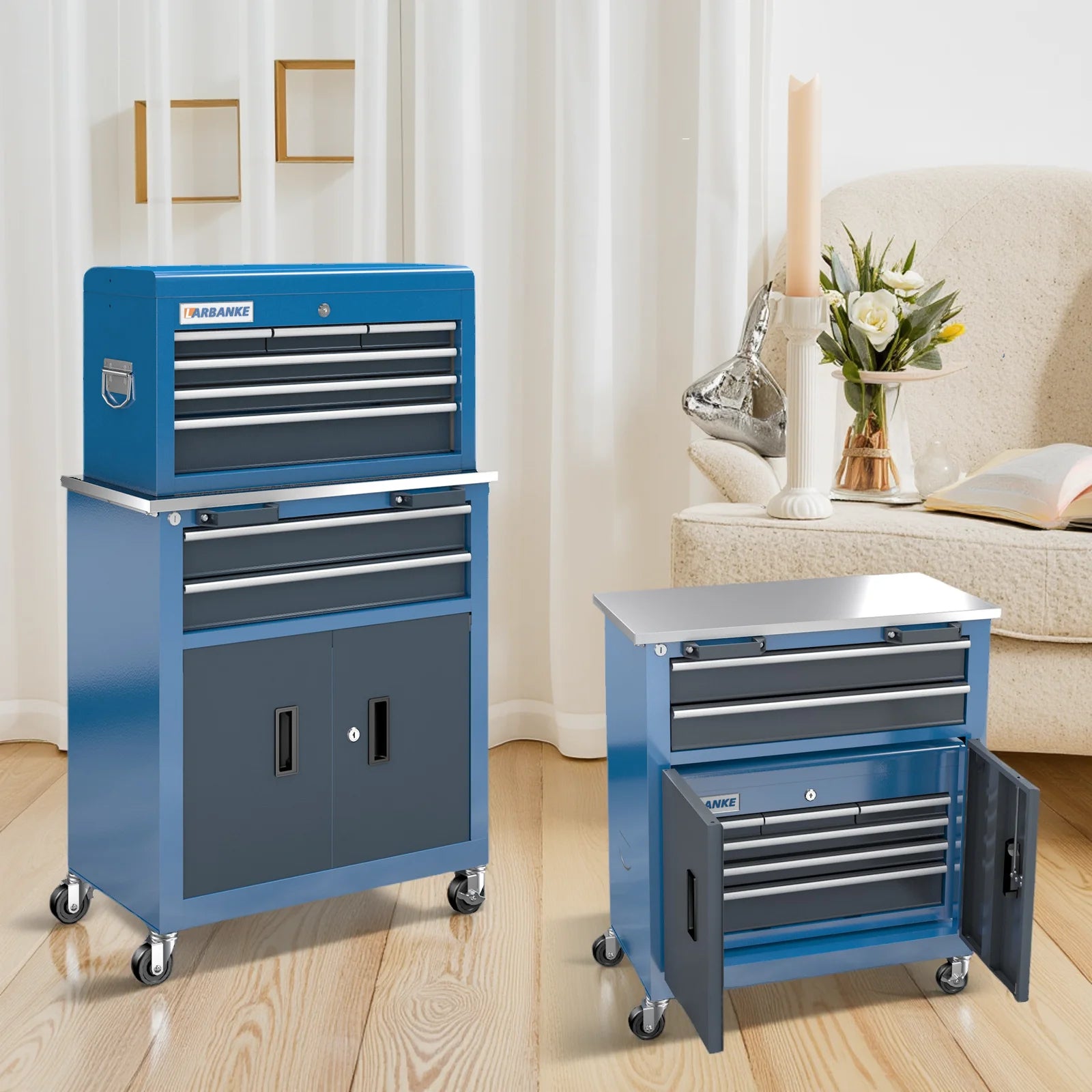 8-Drawer Rolling Tool Chest with Wheels and Door,Stainless Steel Countertop,Sliding Drawer,Large Workbench Forming Tool Chest fo from PriceLows™