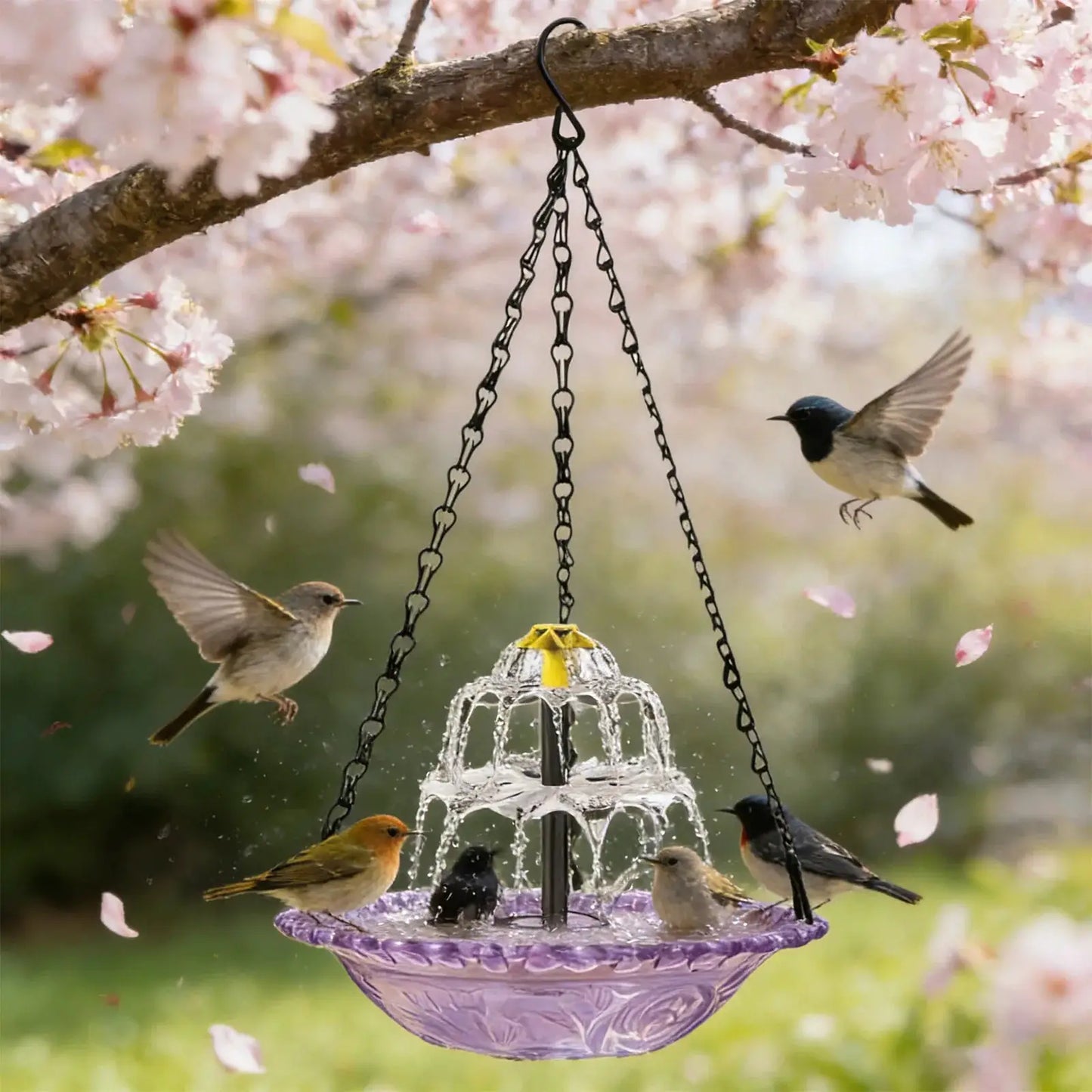 Solar Cascade Hanging Bird Bath Fountain Wildlife Feeder Outdoor Hanging Bird Bath with Solar Fountain for Garden Backyard Patio from PriceLows™