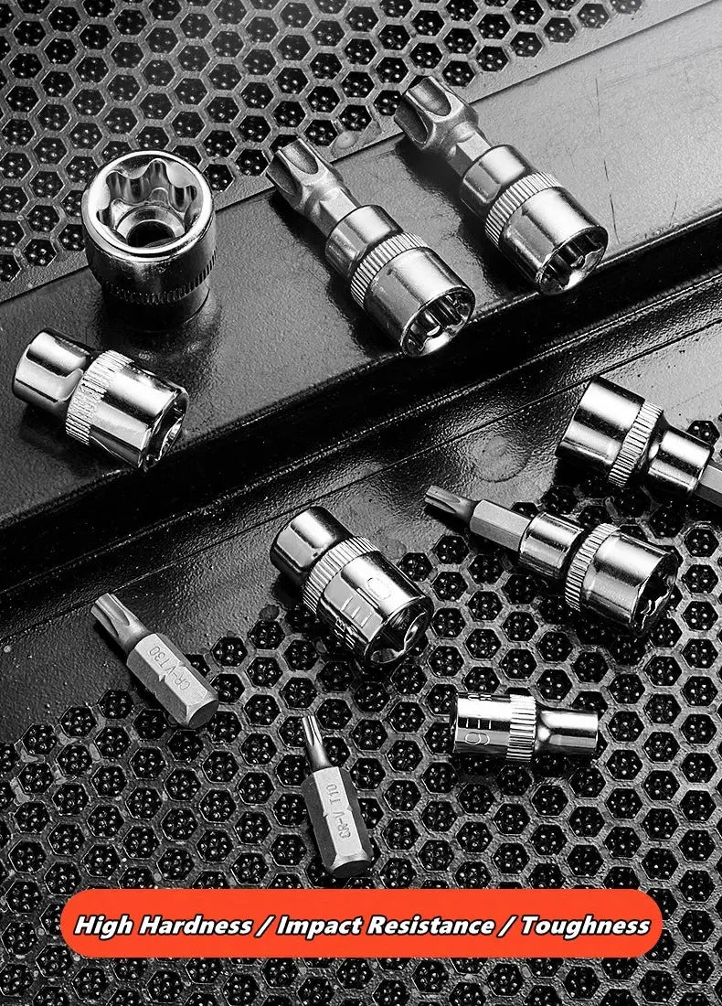 Professional 34-piece plum blossom bit socket and E-type star socket set handheld tool with storage box from PriceLows™