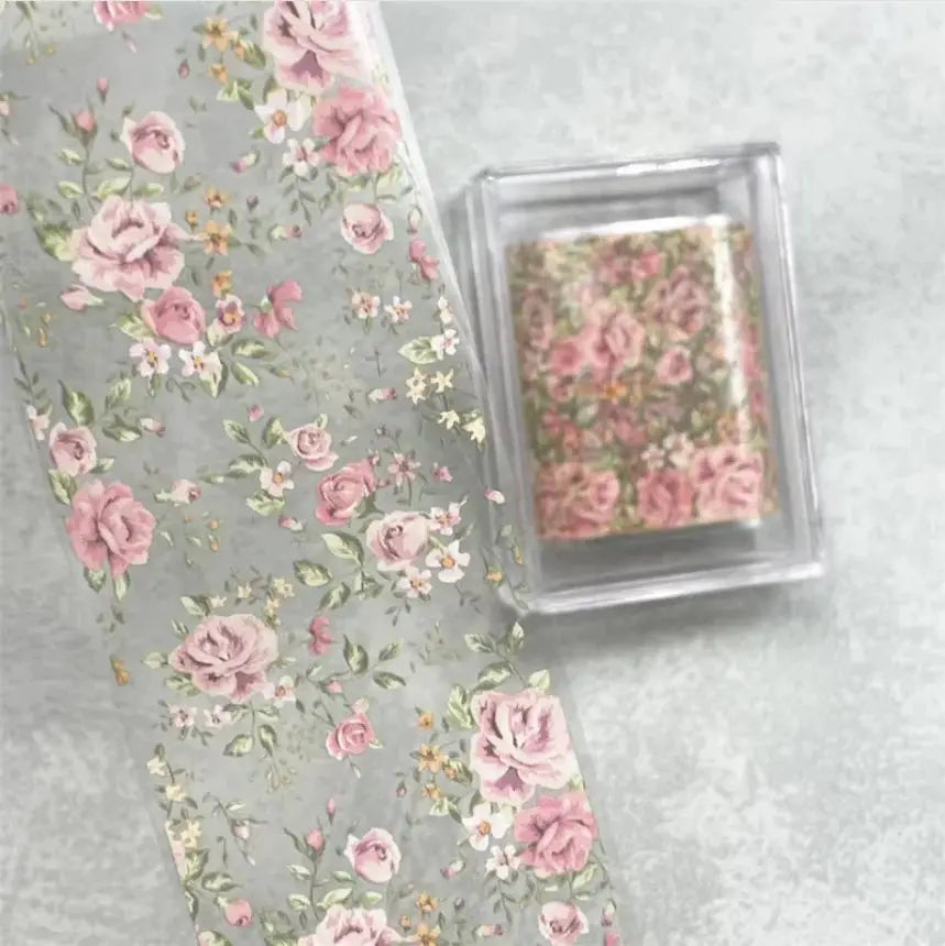 1Pc 100cm Flower Nail Foils for Transfer Paper Floral Stickers Rose Nails Wraps Tulip Nail Art Decorations from PriceLows™