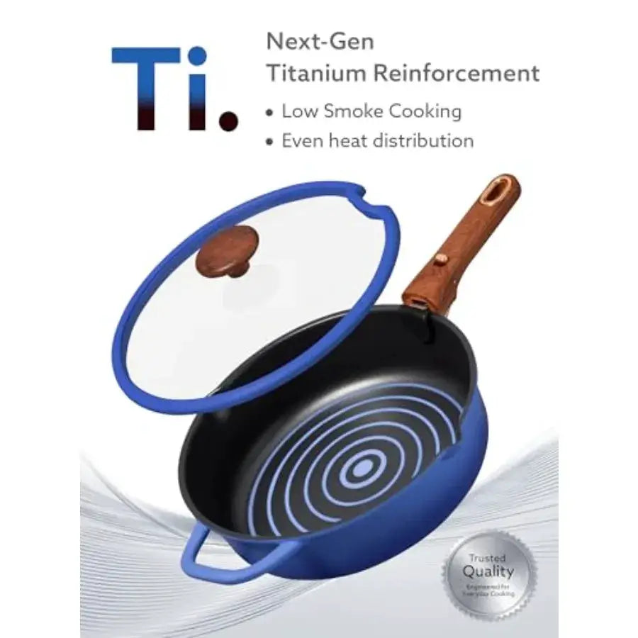 20Pcs Titanium Cookware Set, Pots and Pans Set Non Stick, Kitchen Cooking Set with Detachable Handle, Non Toxic Induction Cookw from PriceLows™