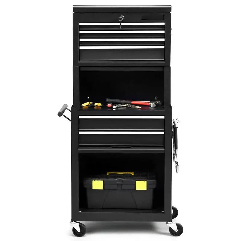6-Drawer Tool Chest with Heightening Cabinet-Black from PriceLows™