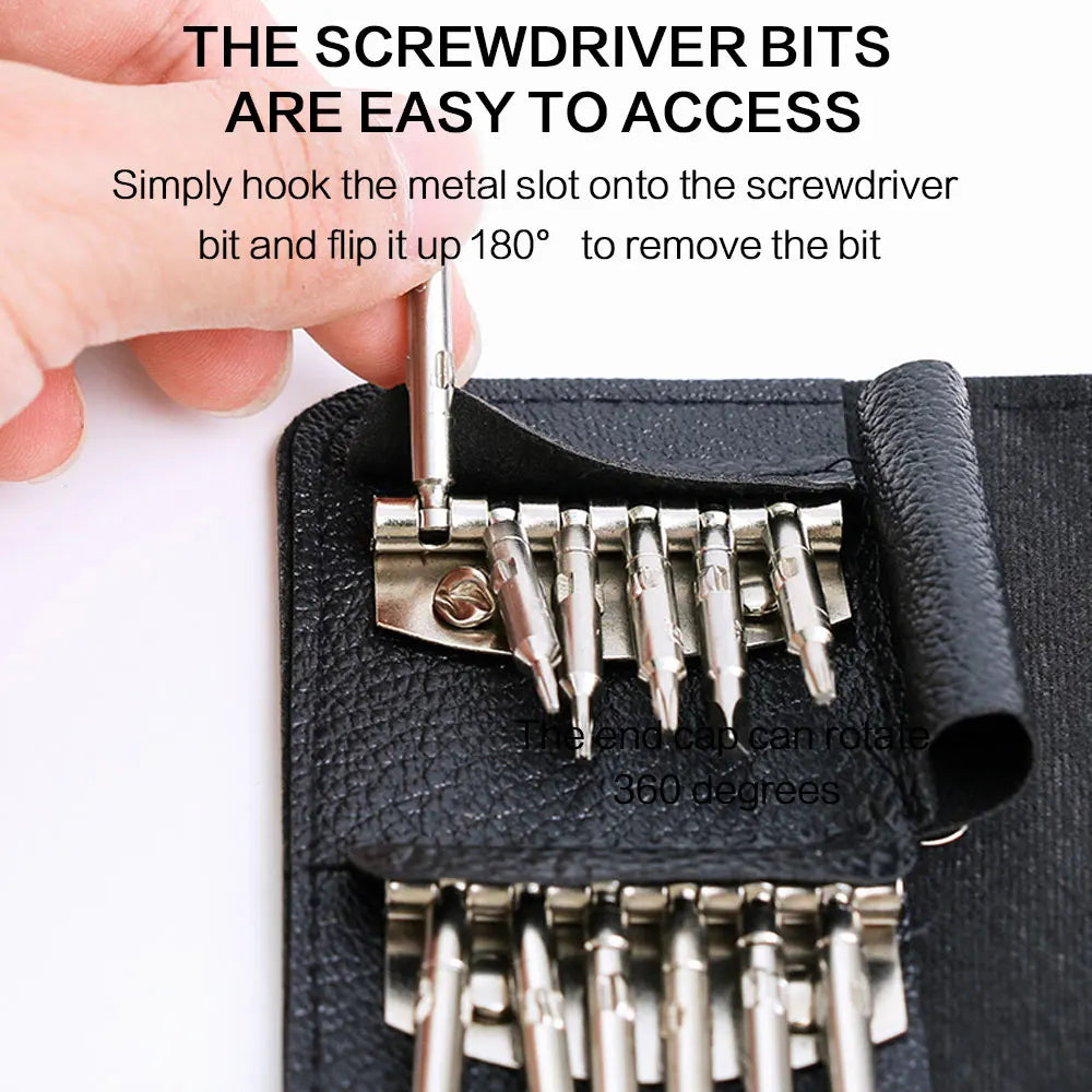 Precision Screwdriver Set | 25 In 1 | Alloy Steel Bits | Compact Wallet Case