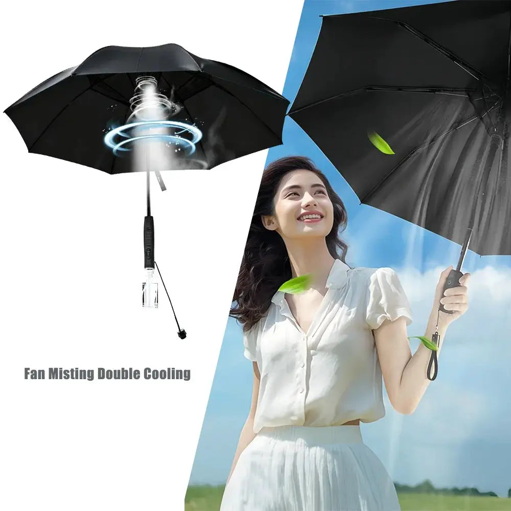 Cooling Sun Umbrella | USB Rechargeable | Built In Fan | Large