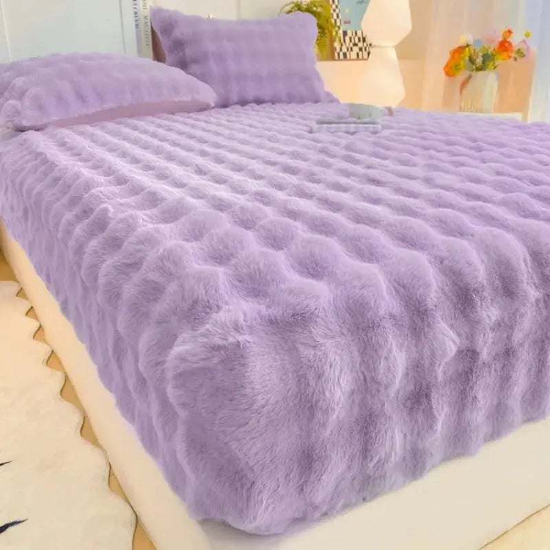Fitted Bed Sheet | Plush Winter Warm | Solid Color | Full To King