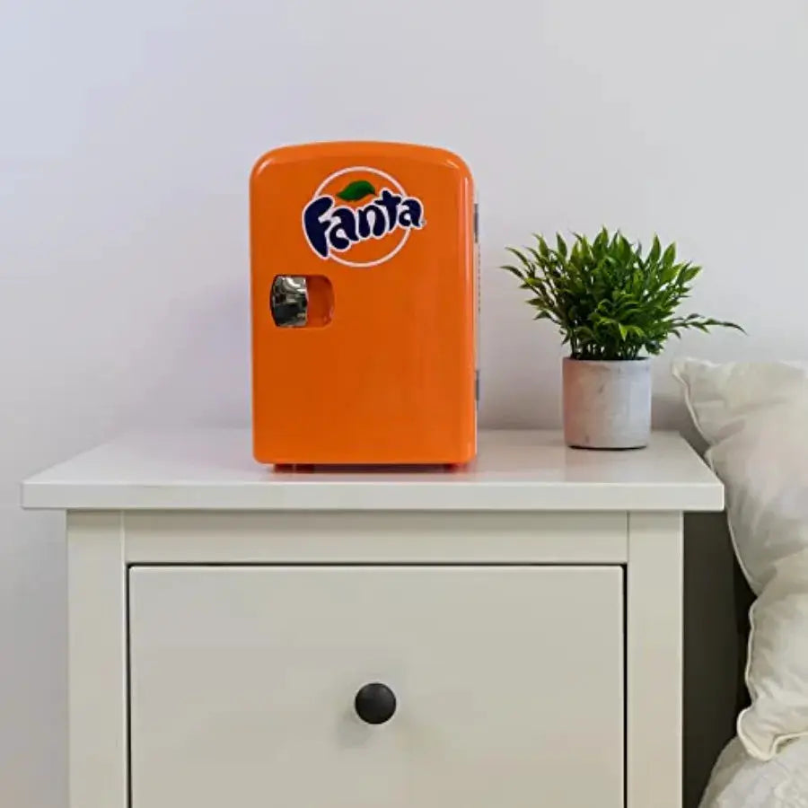 Fanta Mini Fridge - 6 Can Refrigerator for Bedroom Office, Portable Table Top Beverage Cooler, 12V 110V Refrigerador For Drinks from PriceLows™