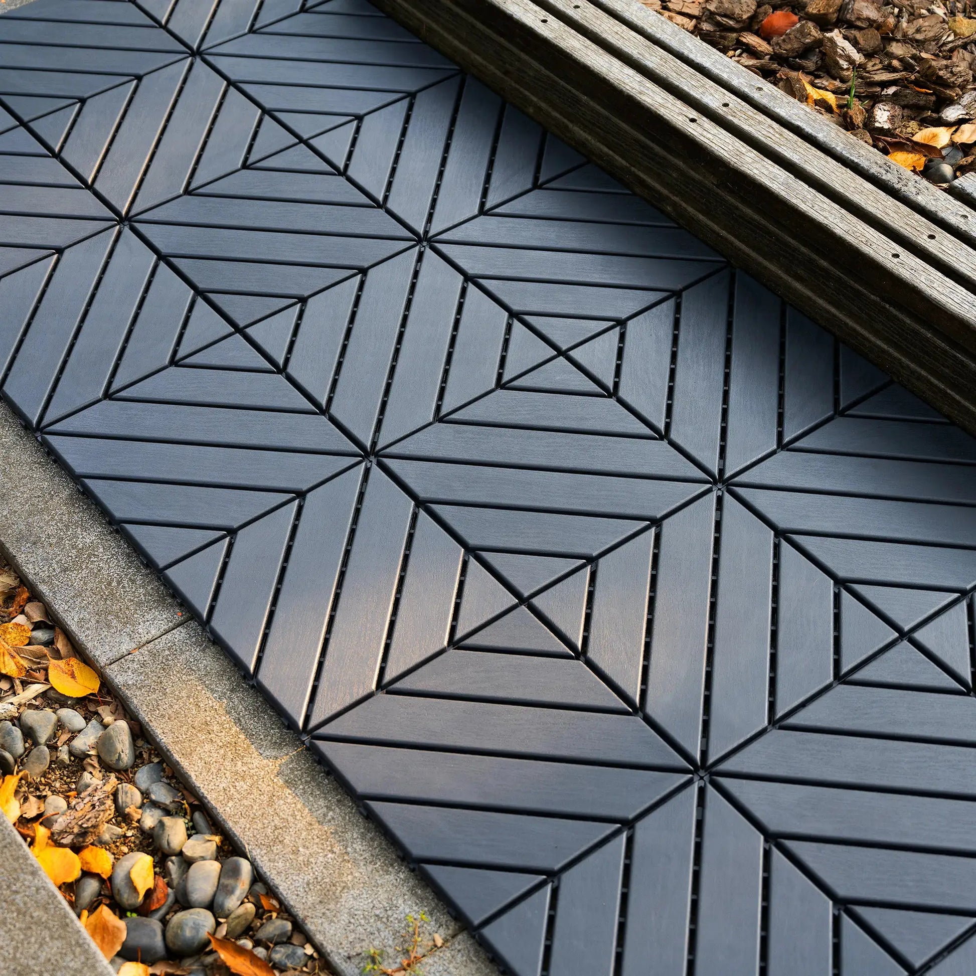 Plastic Interlocking Deck Tiles,44 Pack Patio Deck Tiles,12"x12" Square Waterproof Outdoor All Weather Use, Patio Decking Tiles from PriceLows™