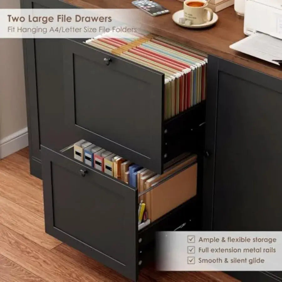 72'' Tall File Bookcase with Power Outlet and Printer Stand 2 Drawer Filing Cabinets for Home Office Fit Hanging A4 File Storag from PriceLows™