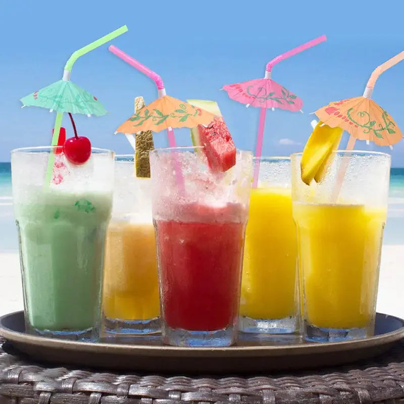 Hawaiian Flamingo Paper Party Straws | Tropical Pineapple | 50 Pack