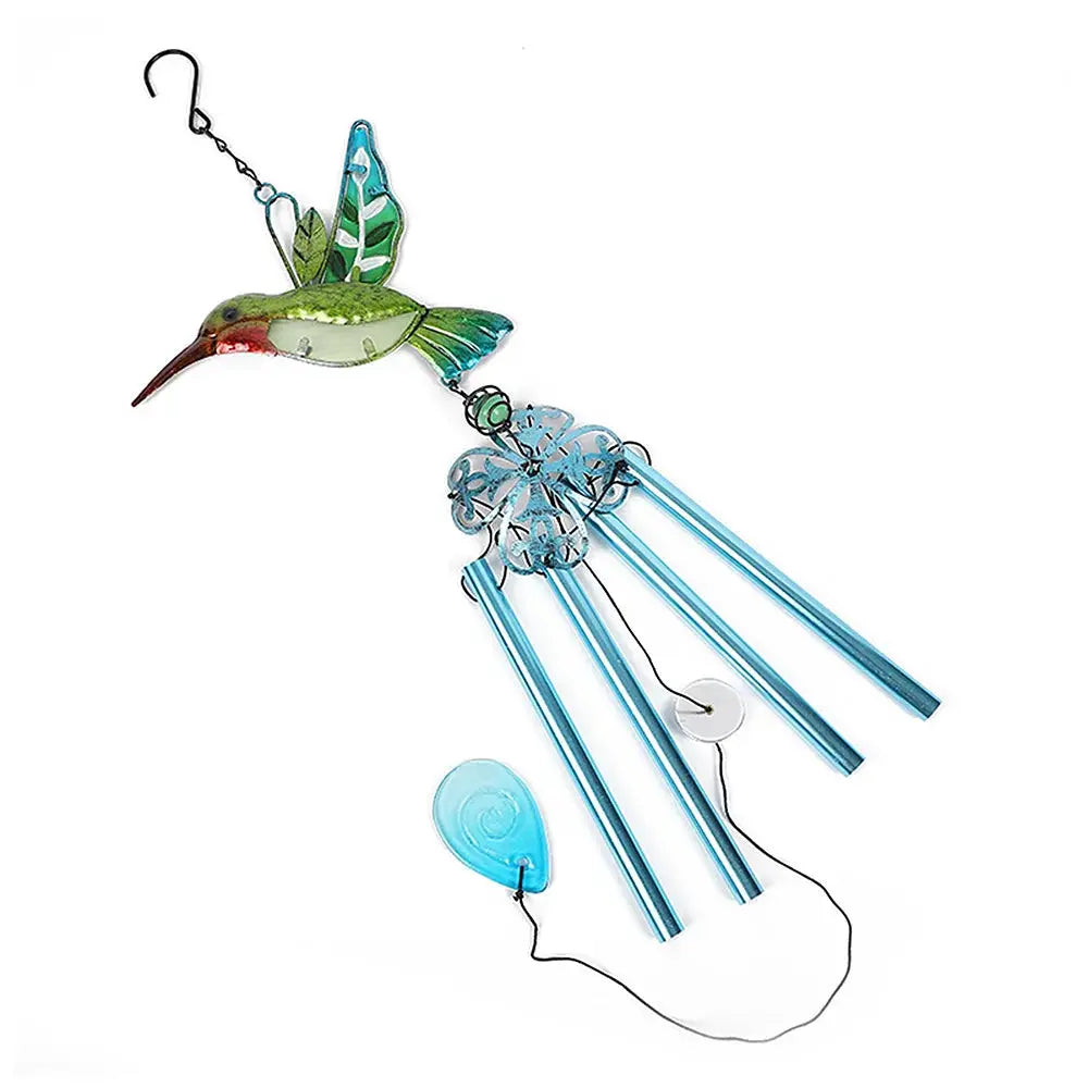 Wind Chime Hummingbirds Dragonflies Metal Glass Painted Crafts Hanging Pendants Bell Aluminum Pipe Home Courtyard Hanging Decors from PriceLows™