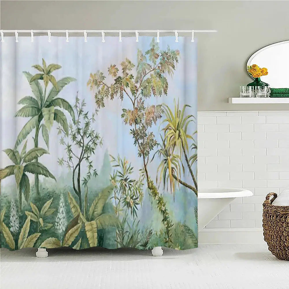 Tropical Leaves Palm Tree Bird Animals Pattern Shower Curtains Bathroom Curtain Waterproof Frabic Bath Bathroom Curtains from PriceLows™