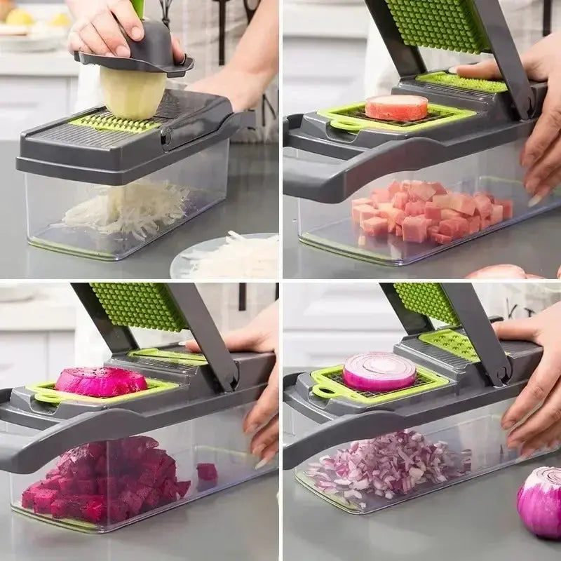Vegetable Chopper | 14 In 1 Functionality | Stainless Steel Blades | 14 In 1