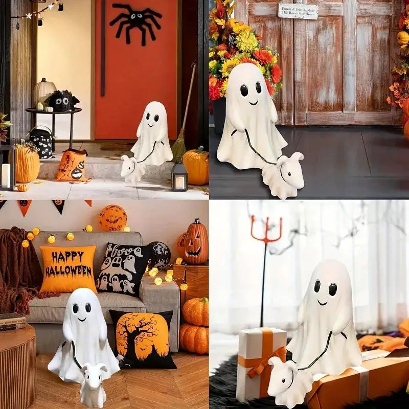 2025 Halloween Ghost Dog Walking Statue, Spooky Figurine for Holiday Decor, Indoor/Outdoor Ornament, Gift from PriceLows™