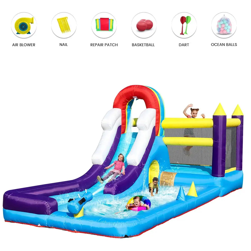 16ft Inflatable Water Slide Bounce House w/ Splash Pool for Kids Backyard Party Commercial children's playground from PriceLows™
