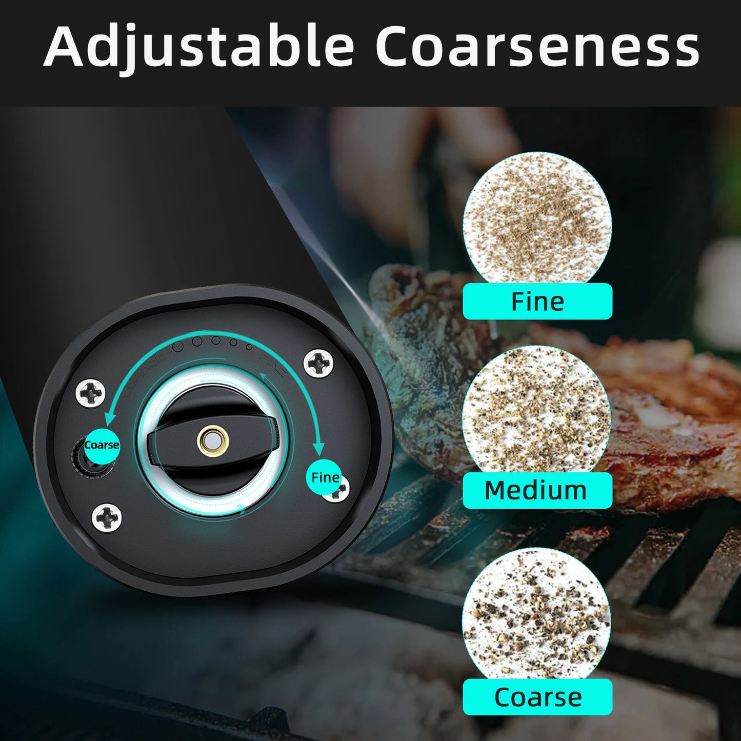 Electric Salt And Pepper Grinder | Battery Powered | Adjustable Coarseness