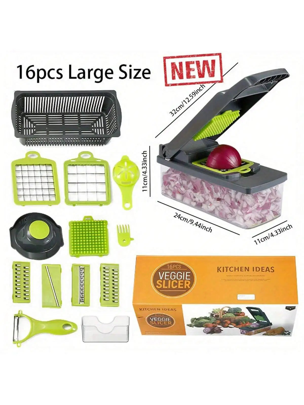Vegetable Chopper | Multifunctional Tool | With Container | 14pcs/16pcs Set