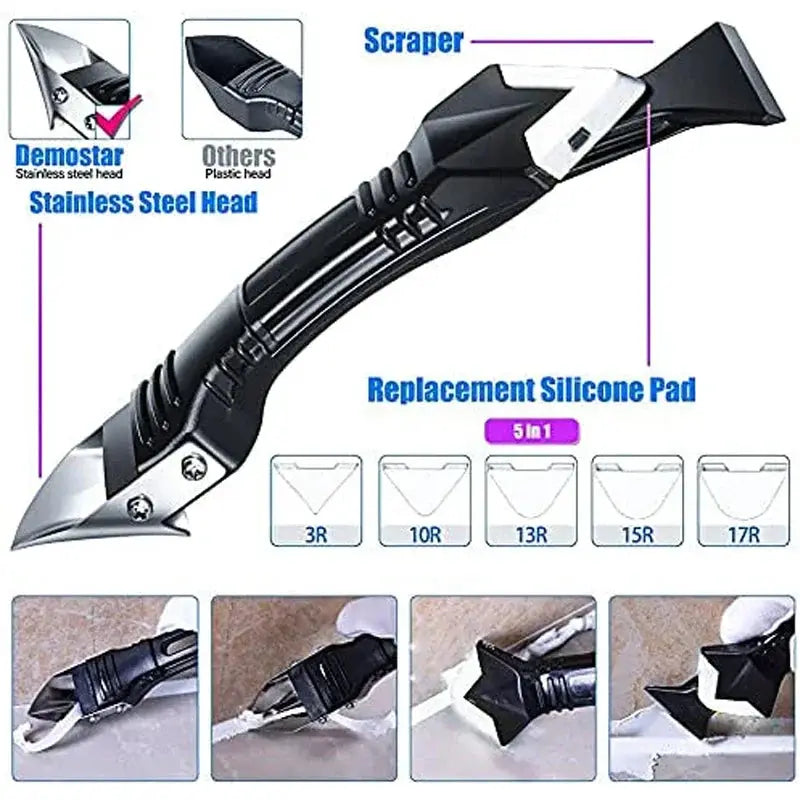 Silicone Scraper Sealant Smooth Remover Tool Set Caulking Finisher Smooth Grout Kit Floor Mould Removal Hand Tools Set from PriceLows™