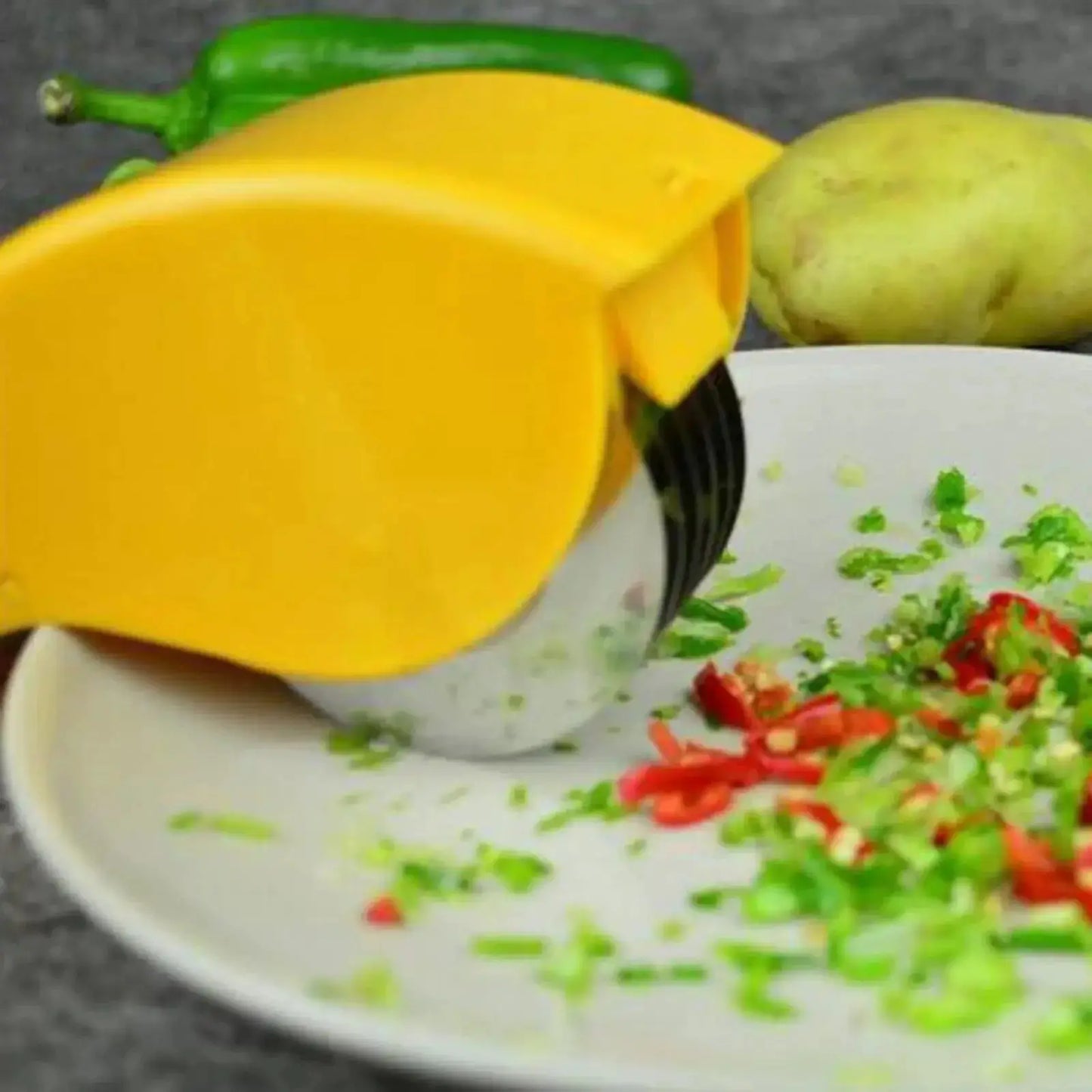 Vegetable Chopper | 6 Stainless Steel Blades | Detachable Herb Roller | One Size