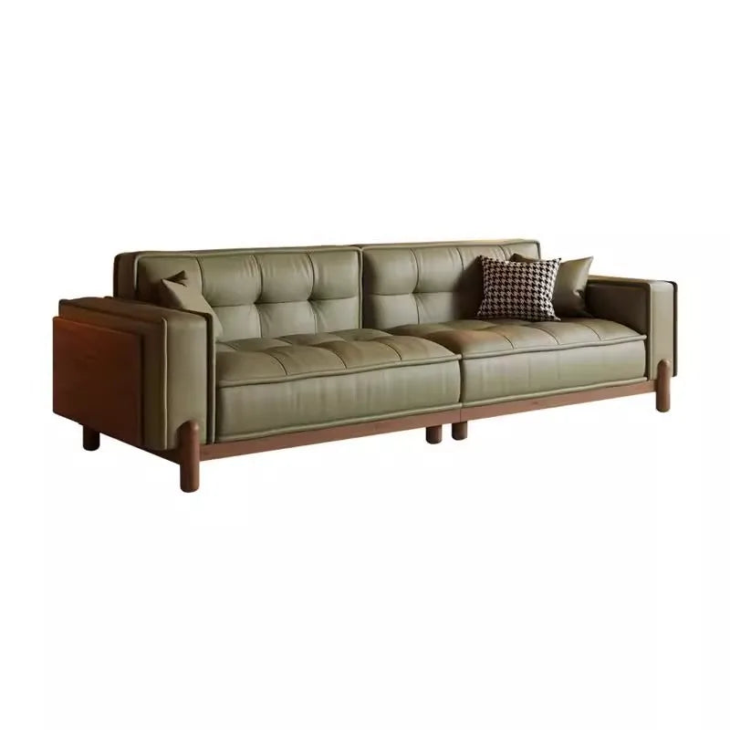 Sofa | Top-Grain Cowhide Leather | Solid Wood Frame | Small Space Living Room