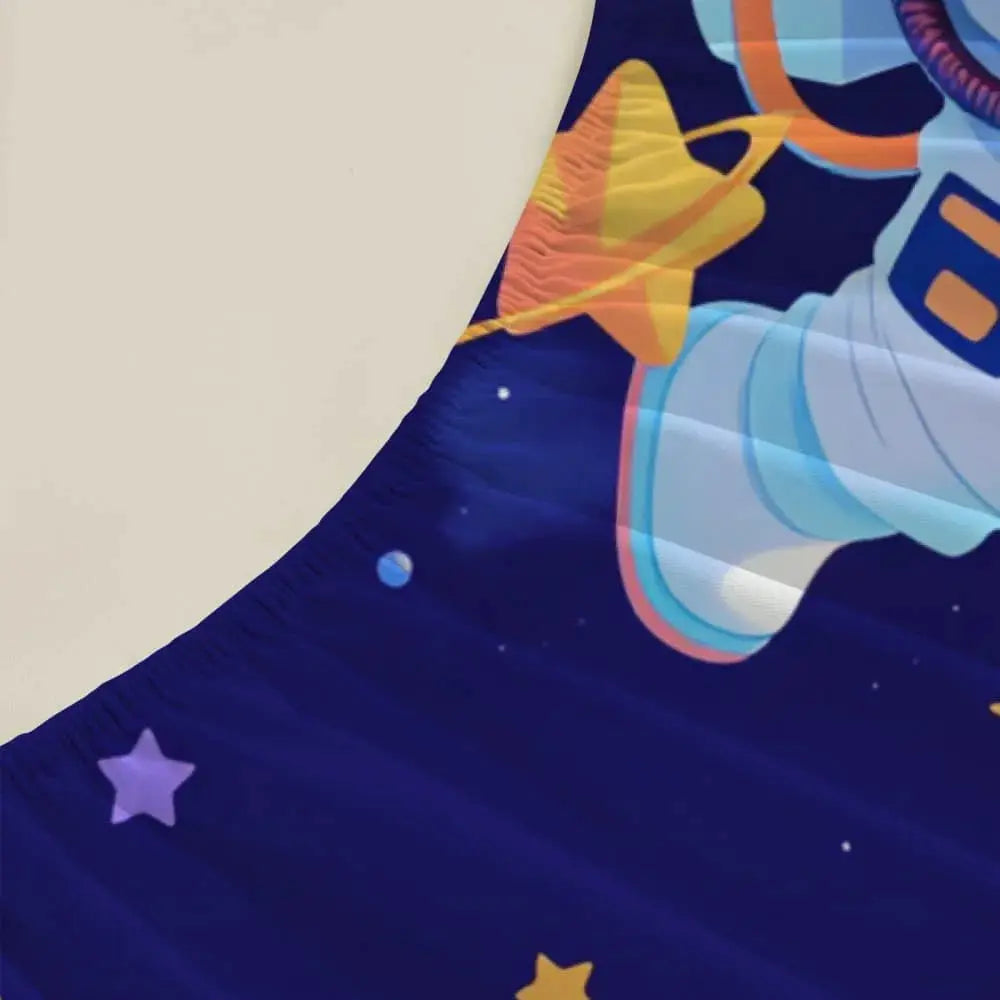 1pc Cartoon Astronaut Print Fitted Sheet Deep Pocket Elastic Mattress Cover Single Double Queen King Bedroom Decor from PriceLows™