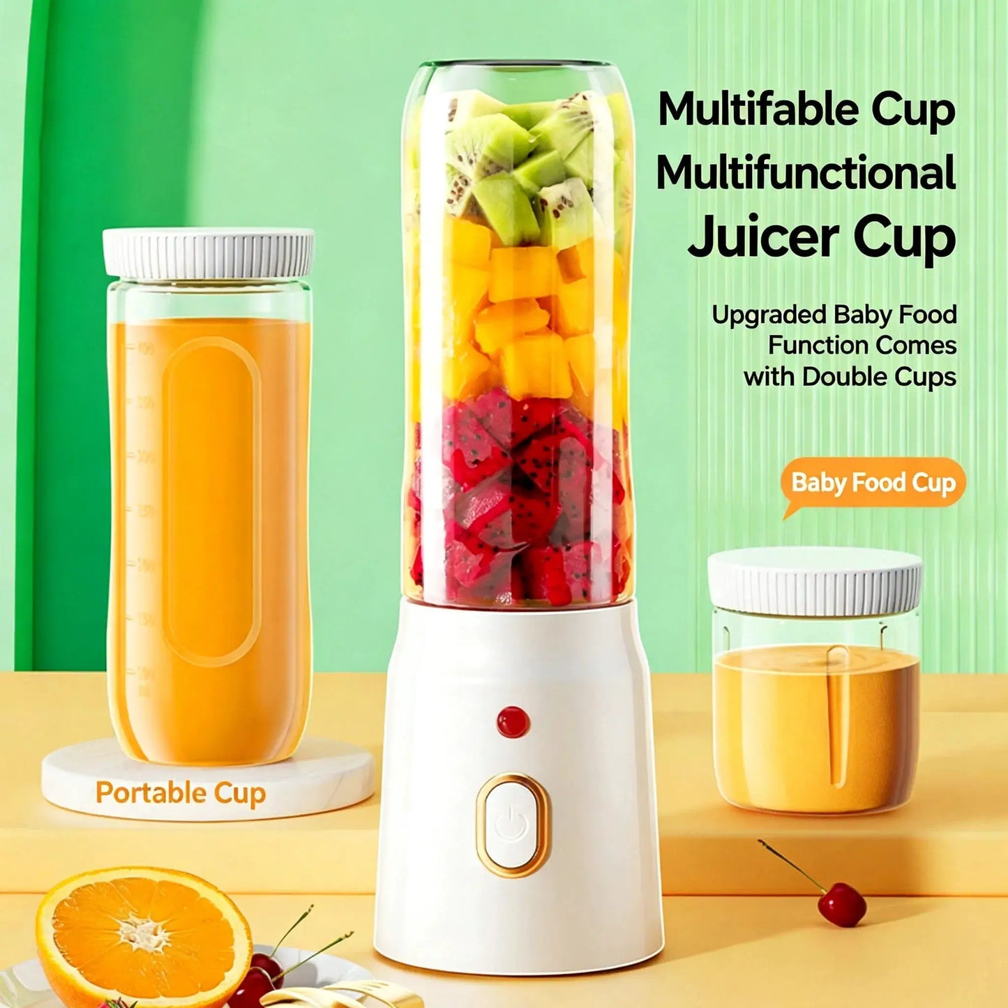 Portable Fruit Juicer Blenders Outdoor Personal Electric Mini Bottle Home USB Charge 10 Blades Double Cup Juicer Machine from PriceLows™