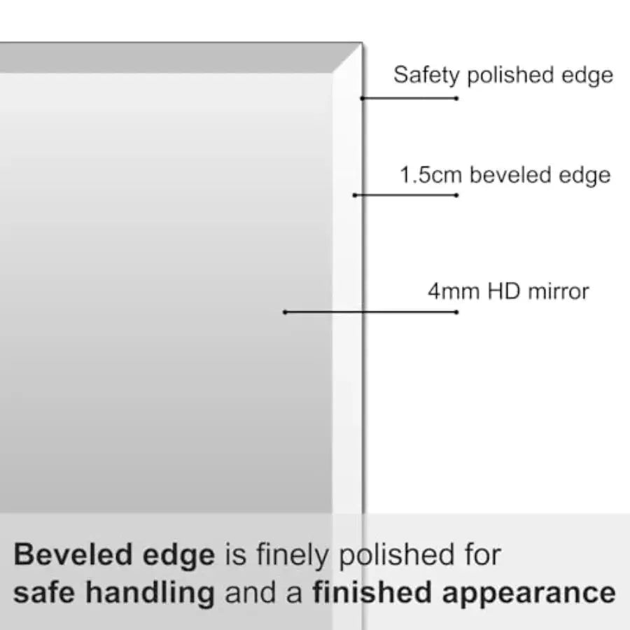 Beveled Bathroom Mirror for Wall, Rectangle Frameless Wall Mirror 24" x 16" Inch for Vanity Living Room Entryway Bedroom, Tempe from PriceLows™
