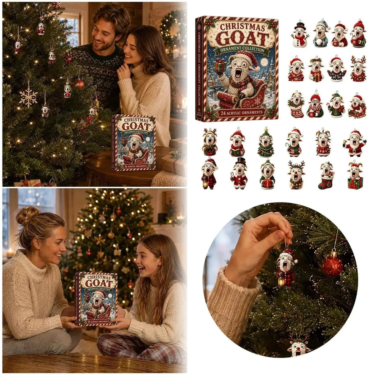 Christmas Advent Calendar | 24-Day Countdown | Flat Goat Ornaments