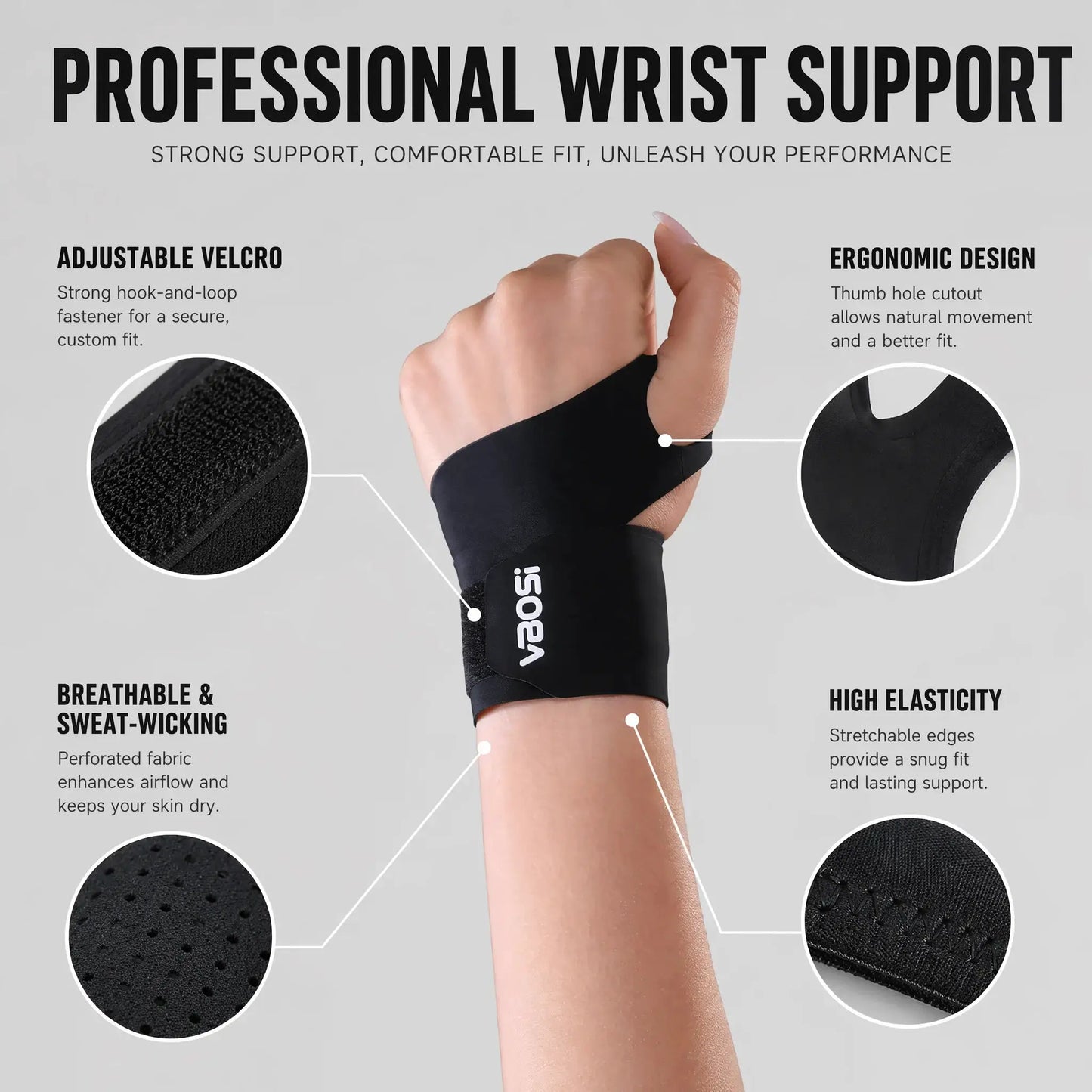 Unisex Wrist Support Brace | Adjustable Compression | Gym, Tennis, Weightlifting
