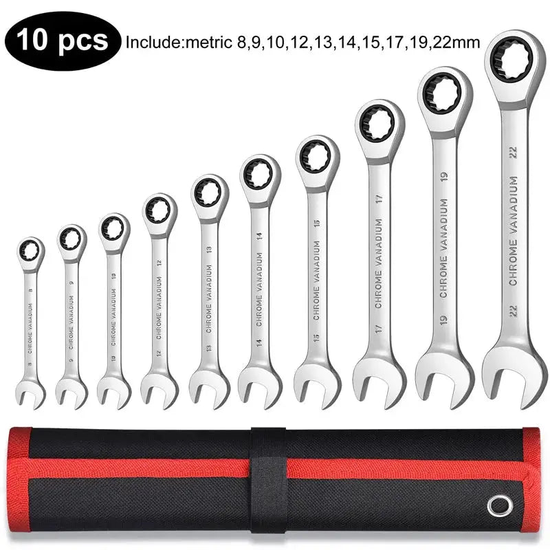 Ratcheting Wrench Set Metric and Standard 12-Point Box End Combination Spanner Gear Wrench Garage Tool Set,CR-V Full Polished from PriceLows™