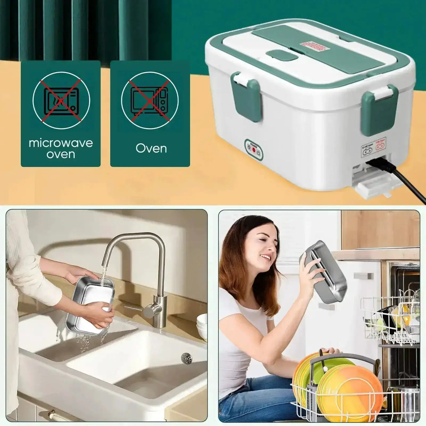 Electric Lunch Box Food Warmer 1.8 L 80W Camping Bento Picnic Portable Food Heater Car/Truck/Home in-car Electric Lunch Box from PriceLows™