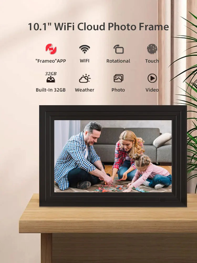 Digital Photo Frame | 10.1 Inch IPS WiFi | 1280x800 Display Frameo | 32GB Memory