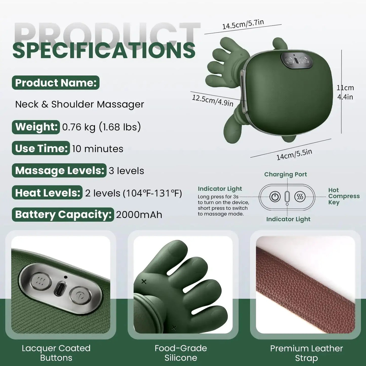 4D Electric Cervical Massager | Heating | Cordless Neck Massager