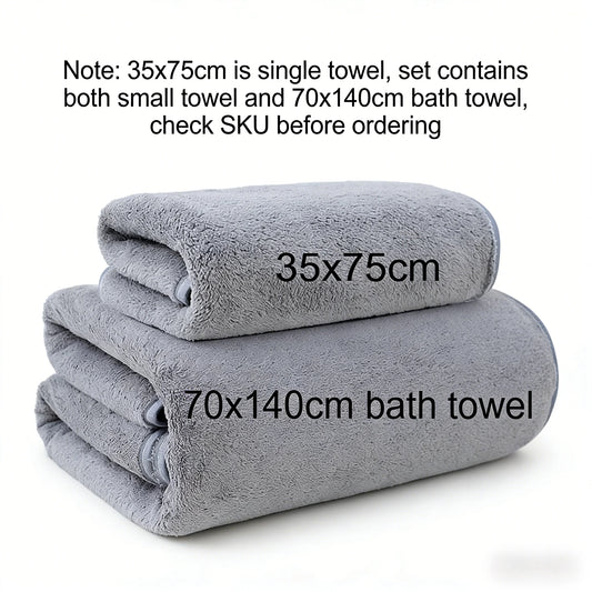 Coral Fleece Thickened Towel and Bath Towel Set, Solid Color, Soft and Absorbent, Suitable for Home Gym Face Washing Towels from PriceLows™