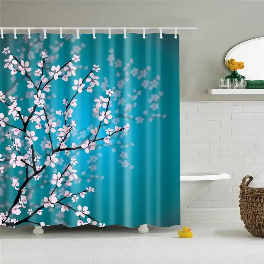 3D Flower Plum Blossom Lotus Lavender Rose Shower Curtains Bathroom Curtain Frabic Waterproof Polyester Bath Curtain with Hooks from PriceLows™