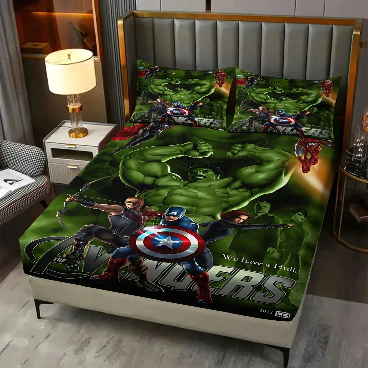 3Pcs Marvel Superhero Hulk Fitted Sheet Set with Pillowcases Soft Breathable Deep Pocket Bed Sheet Bedroom DecorMarvel Fan Gift from PriceLows™