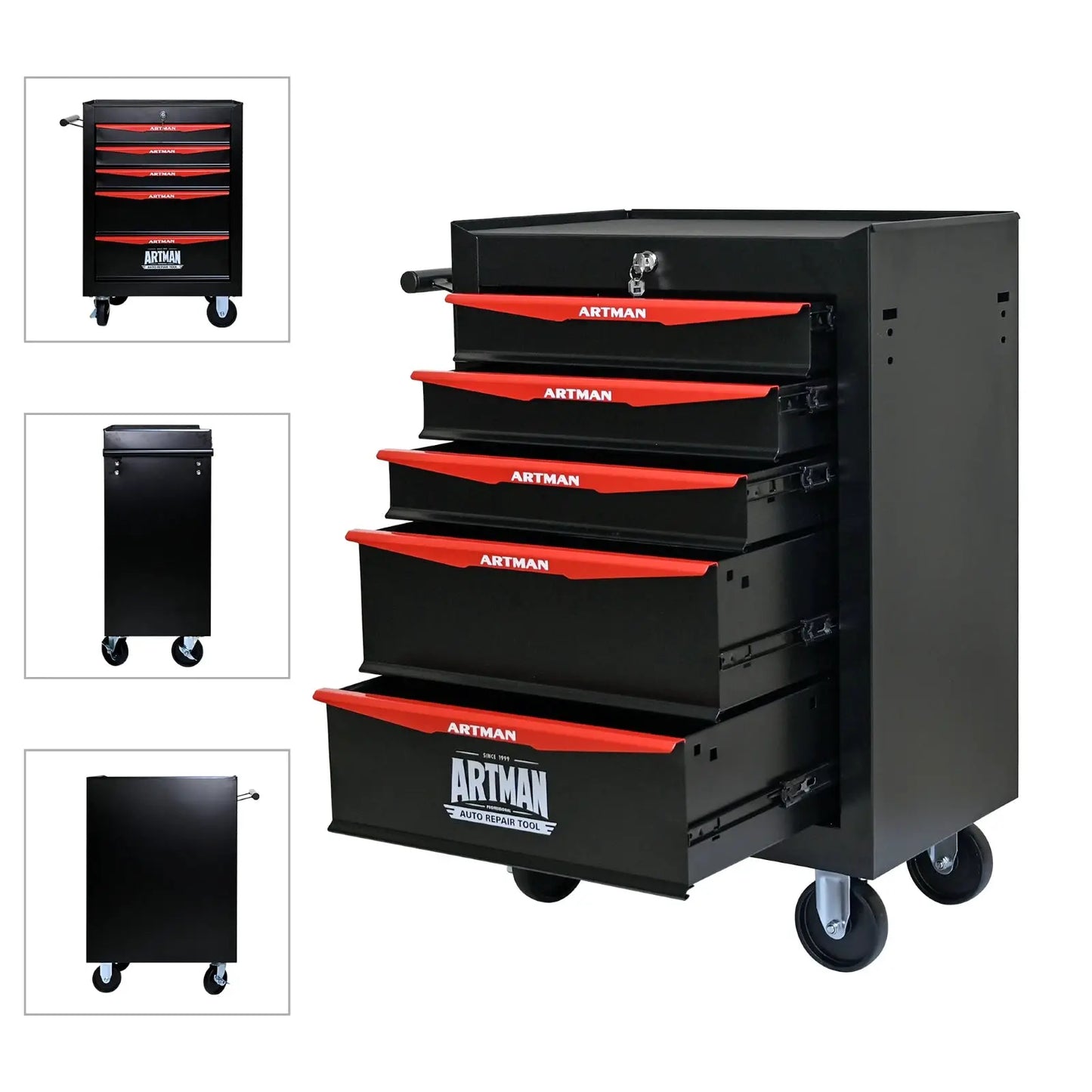 Rolling Metal Tool Chest with 5 Drawers, 20" 5-Drawer Tool Chest Cabinet with Ball Bearing Drawer Slides, Steel Tool Storage Box from PriceLows™