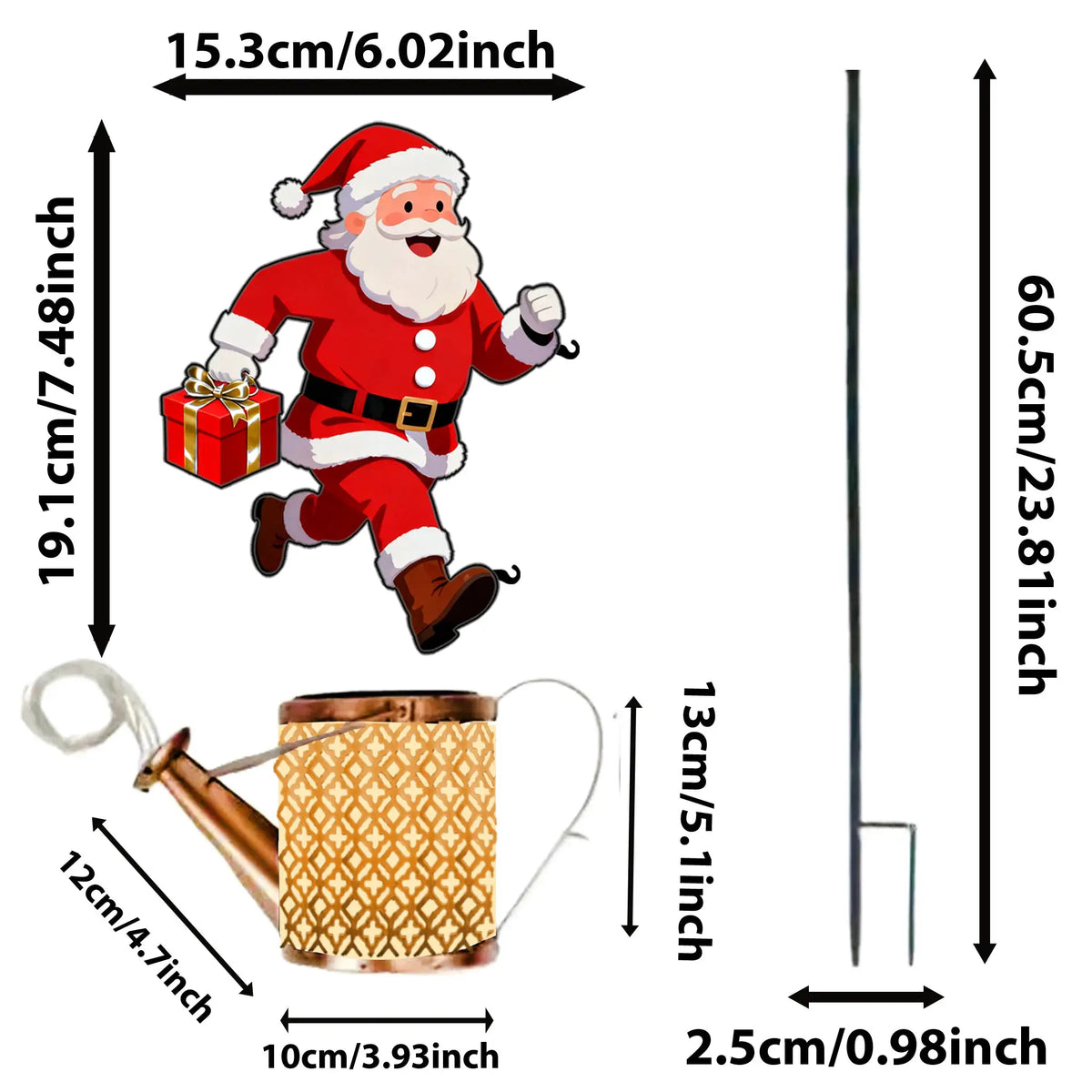 Solar Garden Light | Metal Santa Design | Iron Body | Christmas Edition