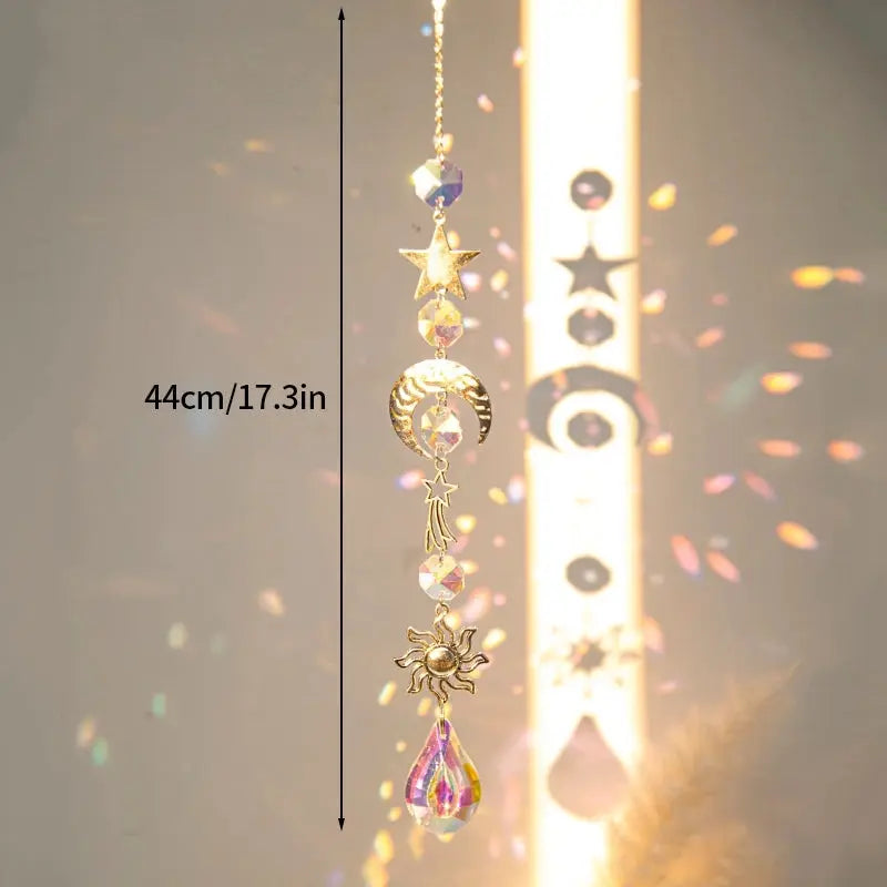 Crystal Suncatcher Moon Star Rainbow Sun Catcher Wind Chime Pendant Sun Catcher Pendants Outdoor Garden Yard Hanging Decor from PriceLows™