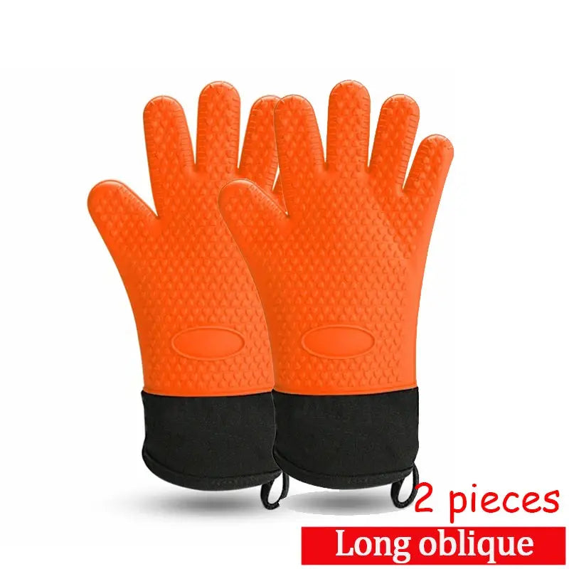 Silicone Heat Resistant Gloves | Non-Slip Grip | Oven Grill Mitts | 1-2 Pcs