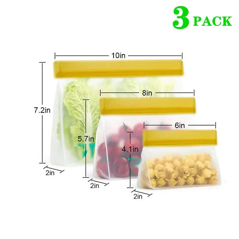 Reusable PEVA Food Bag | Freezer Safe | Leakproof | Stand Up