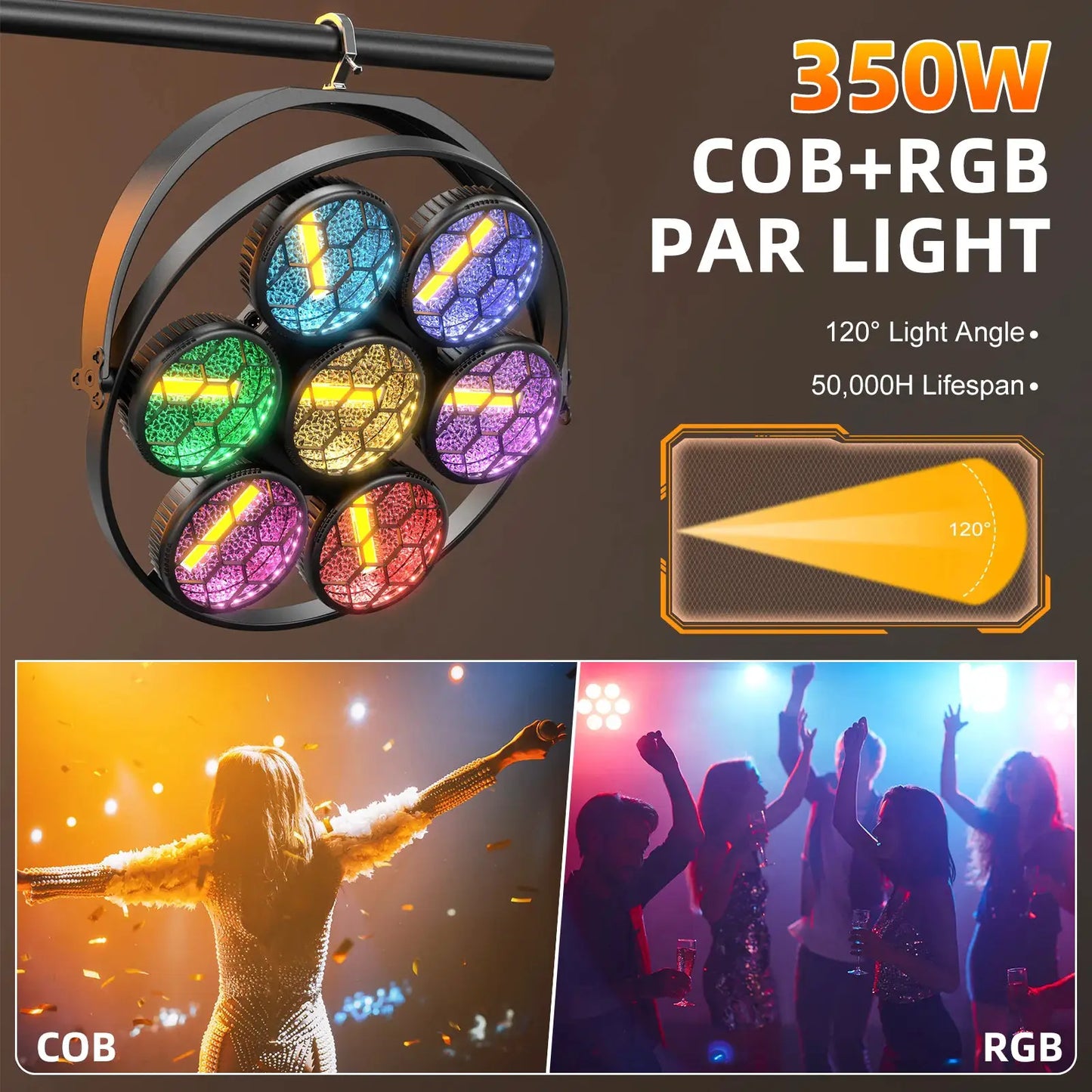 DayFlicker 4Pcs 350W 7-LED COB Linear Vintage Light Stage Light 1-20Hz Flash DMX512 16/37CH for Concert Weddings Nightclub Dance from PriceLows™