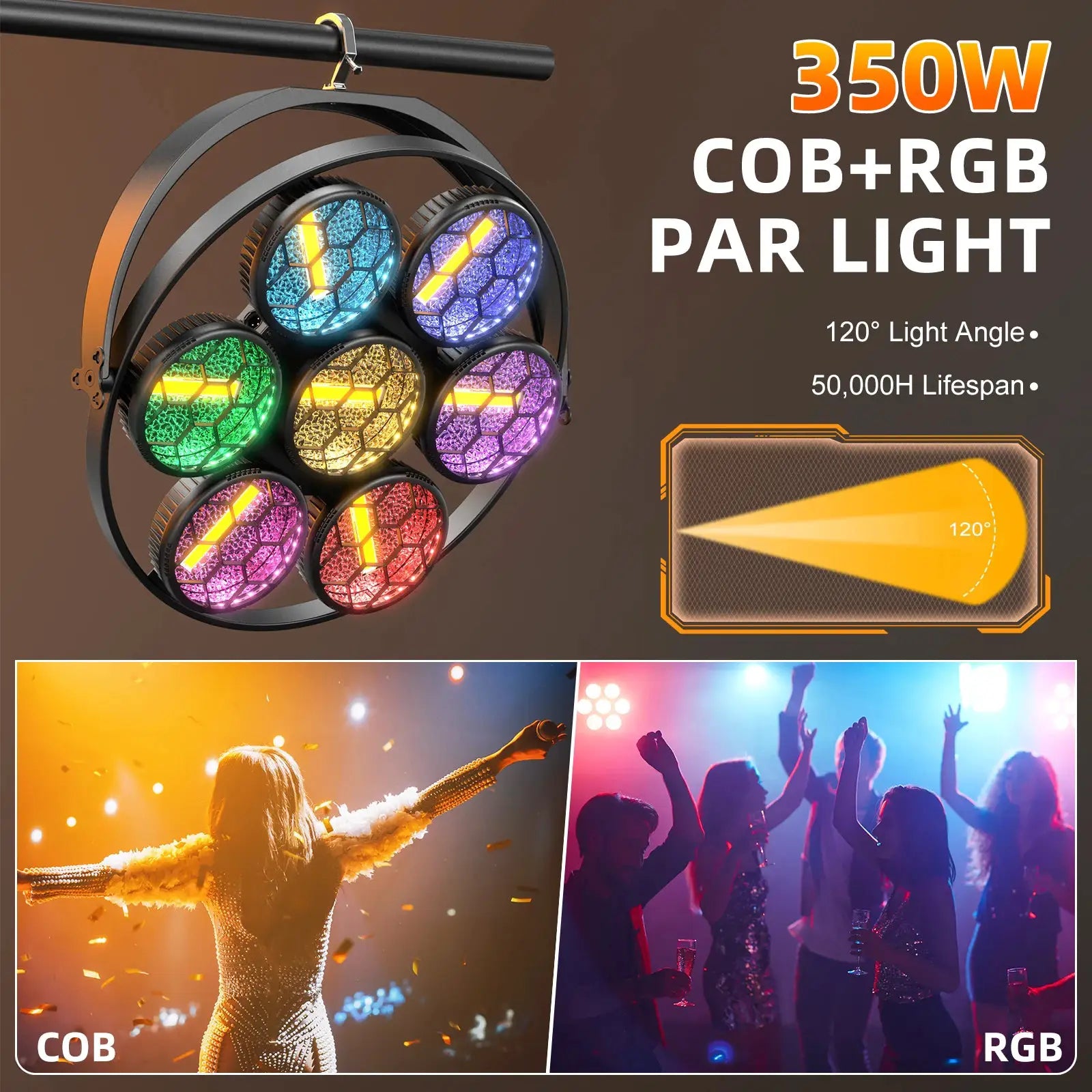 DayFlicker 4Pcs 350W 7-LED COB Linear Vintage Light Stage Light 1-20Hz Flash DMX512 16/37CH for Concert Weddings Nightclub Dance from PriceLows™