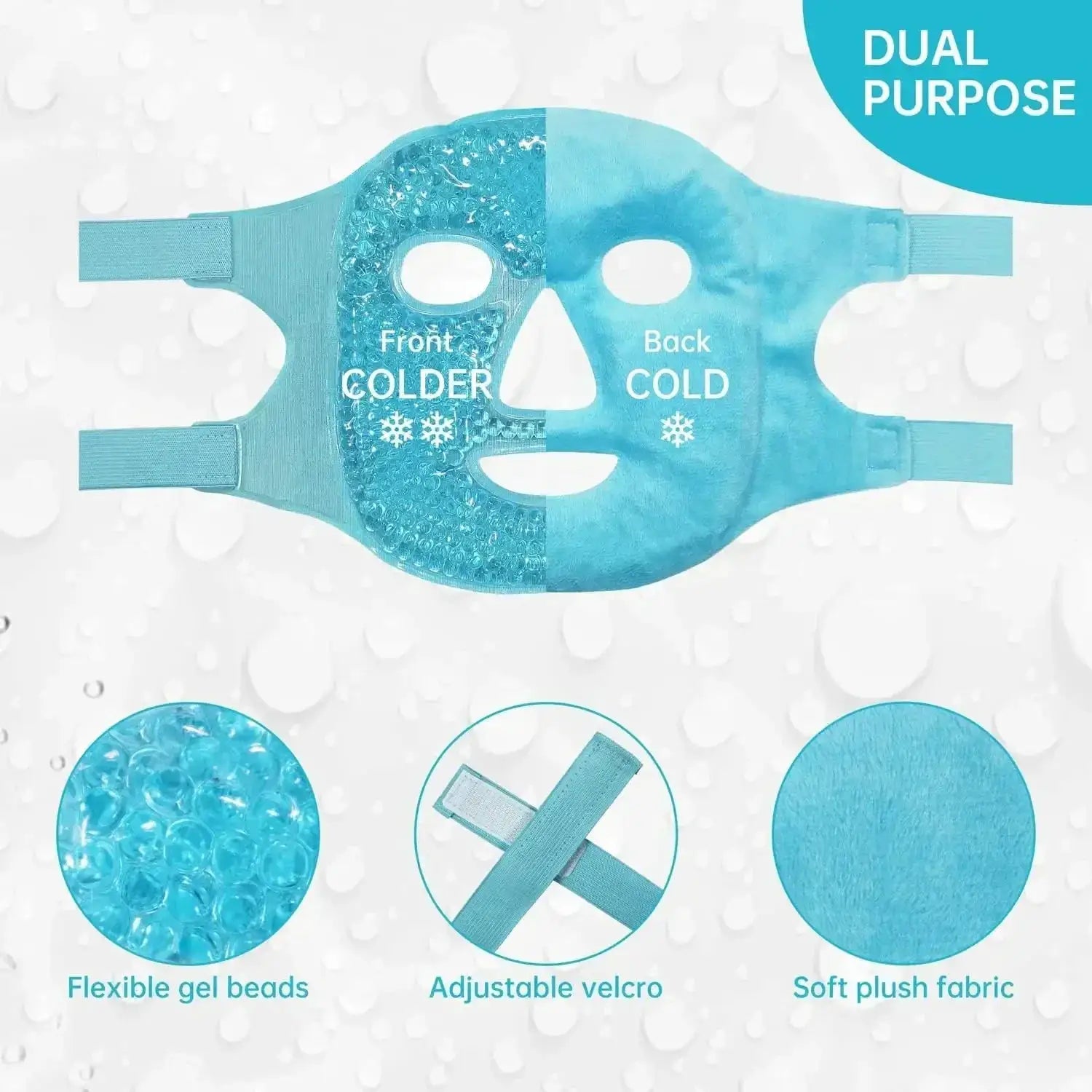 SPA Ice Cold and Hot Heat Full Face Eye Mask Sleeping Ice Pack Reduce Face Puff Dark Circles Gel Beads Compress for Woman from PriceLows™