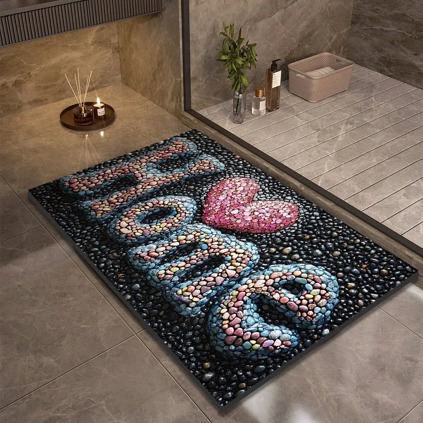 Stone Design Diatomite Bath Mat Bathroom Non-slip Shower Foot Mats Absorbent Quick Dry Toilet Rugs Carpet Doormat Washable from PriceLows™